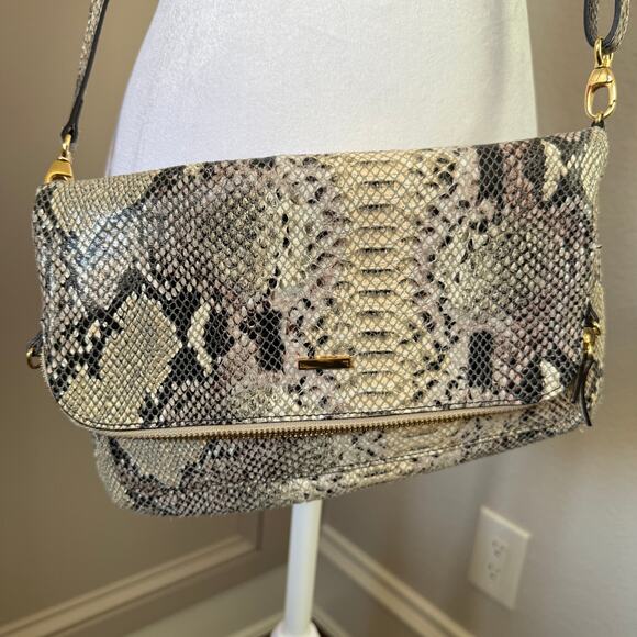 Lodis 100% Leather Snakeskin Print Crossbody Multi-carrying Option Purse - Picture 3 of 8